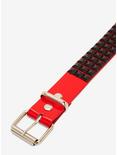Three Row Black Pyramid Stud Red Patent Belt, RED, alternate