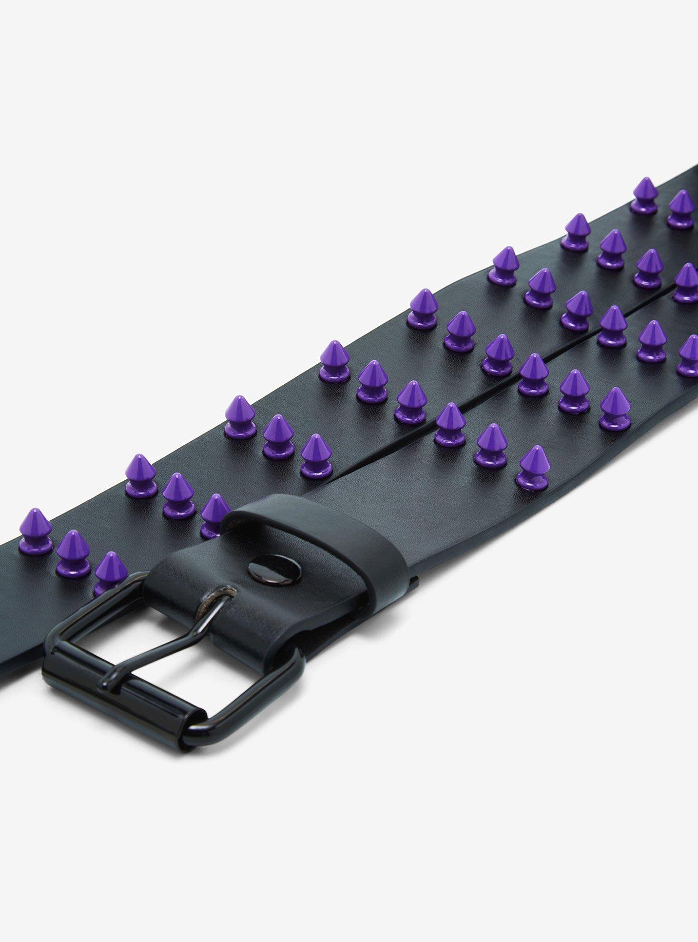 Black & Purple Spike Belt, BLACK, alternate