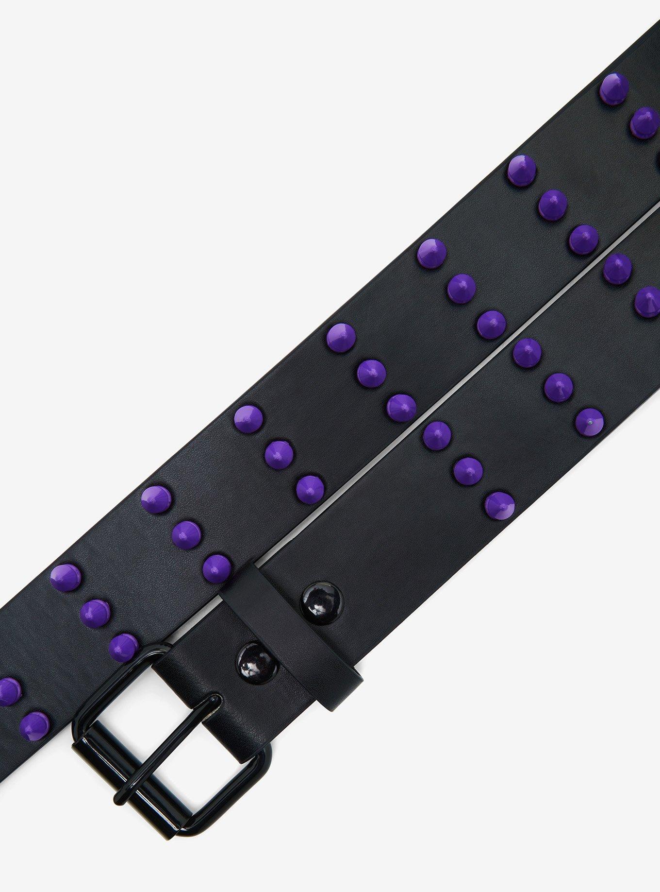 Black & Purple Spike Belt, BLACK, alternate