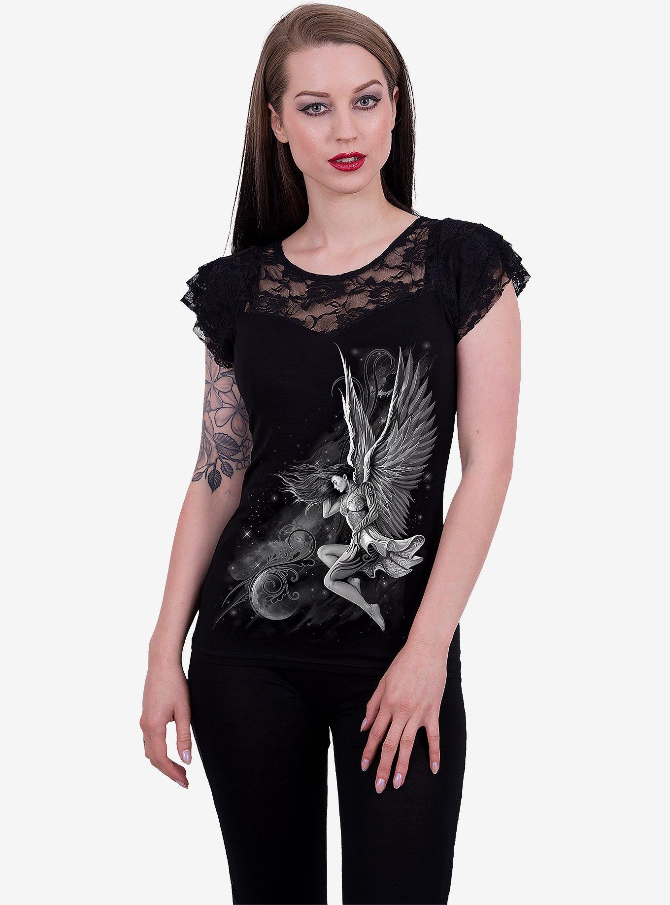 Lucid Dreams Lace Layered Black T-Shirt, BLACK, alternate