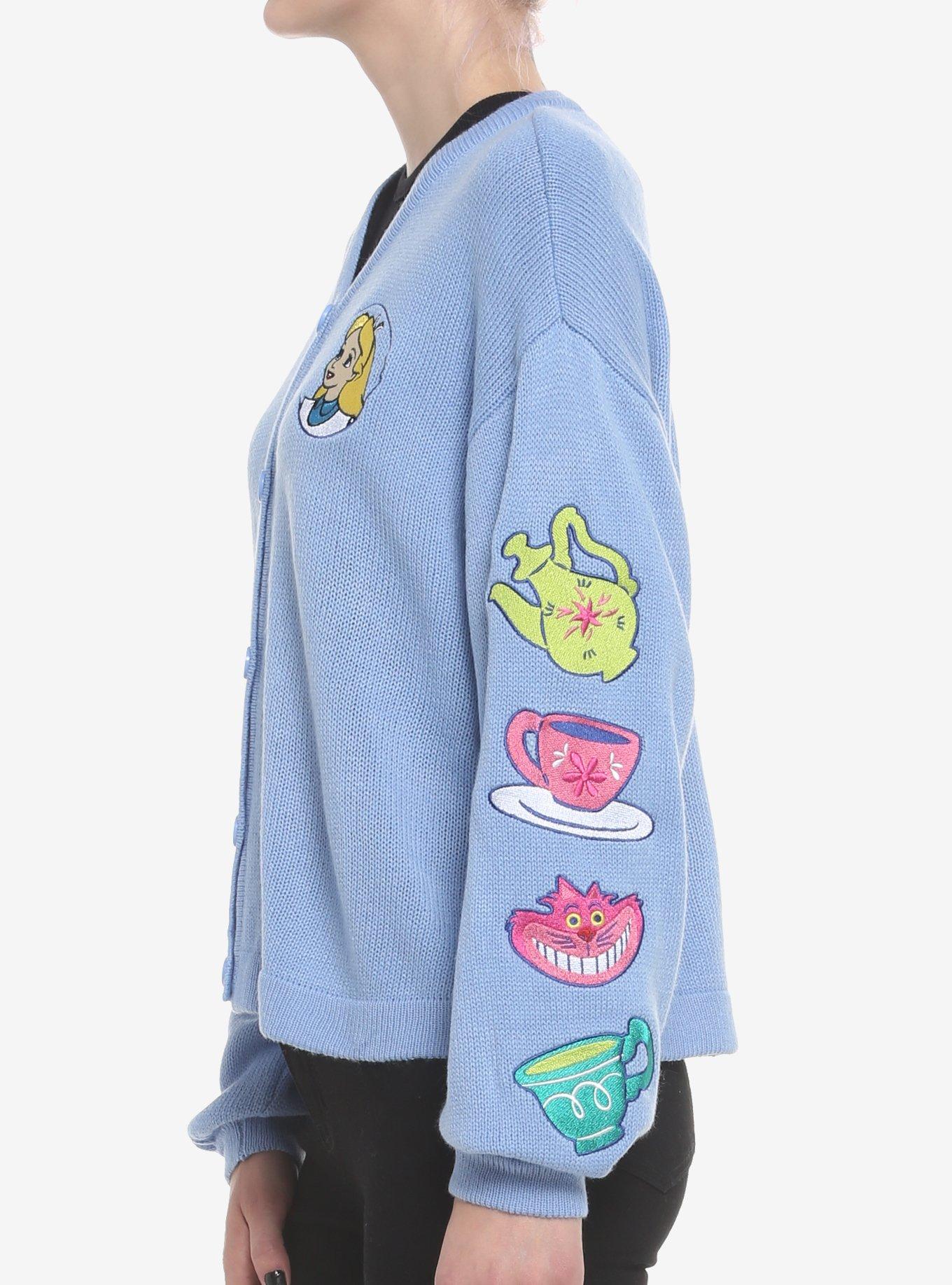 Disney Alice In Wonderland Embroidered Girls Cardigan, MULTI, alternate