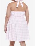 Pink Gingham Halter Mini Dress Plus Size, GINGHAM PLAID, alternate