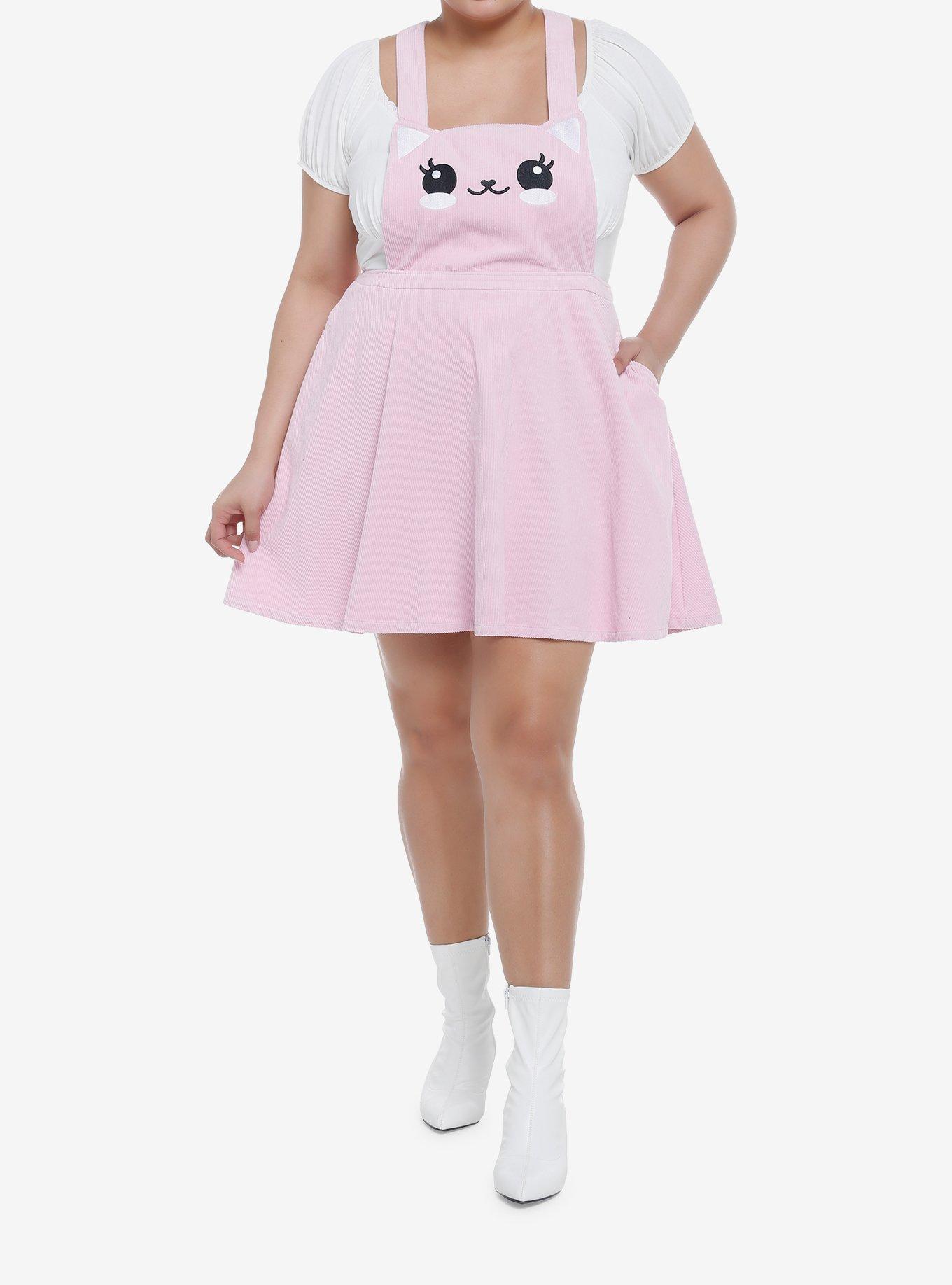 Kitty Cat Pink Corduroy Skirtall Plus Size, PINK, alternate