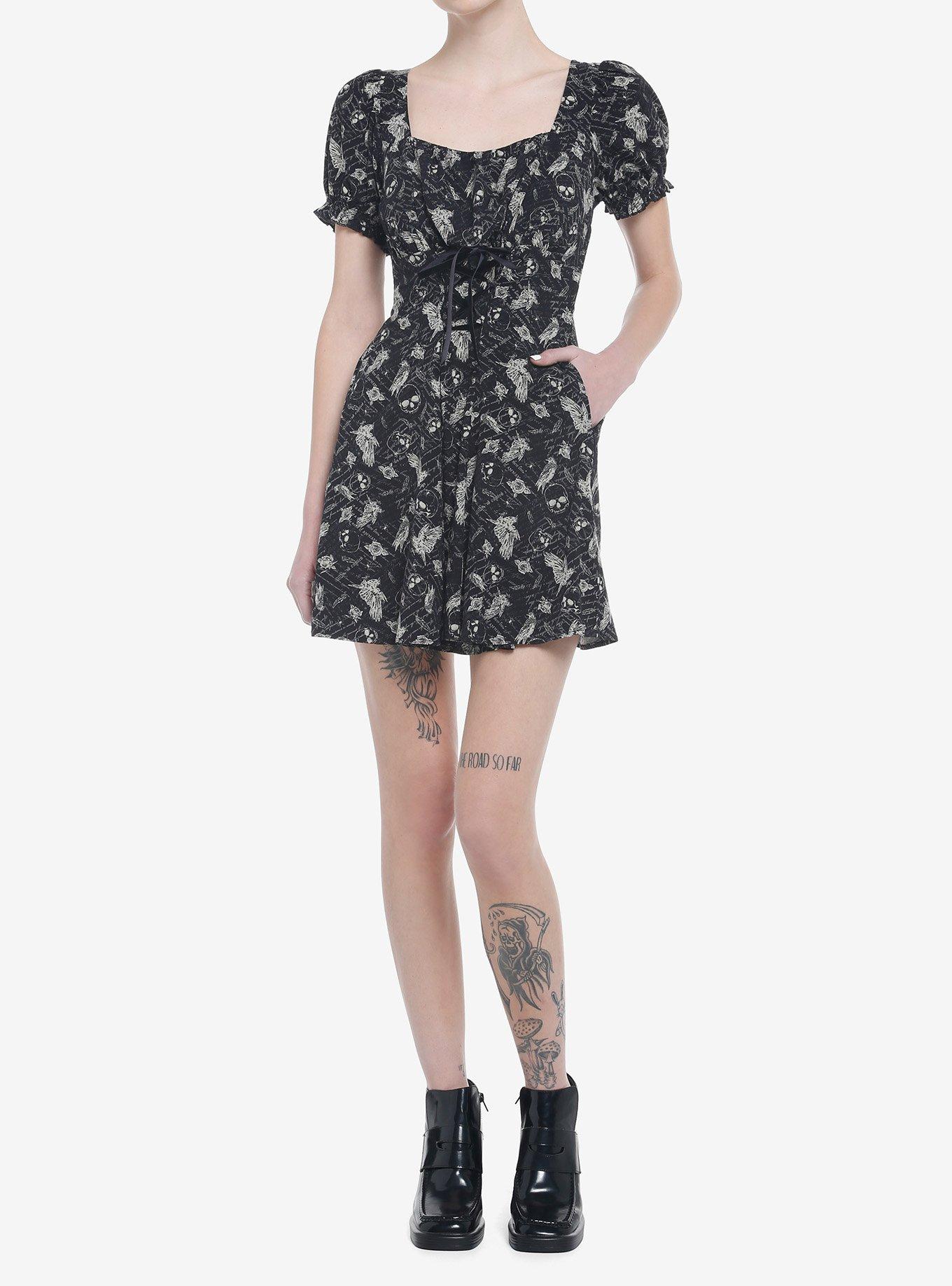 Ravens & Quills Babydoll Dress, BLACK, alternate