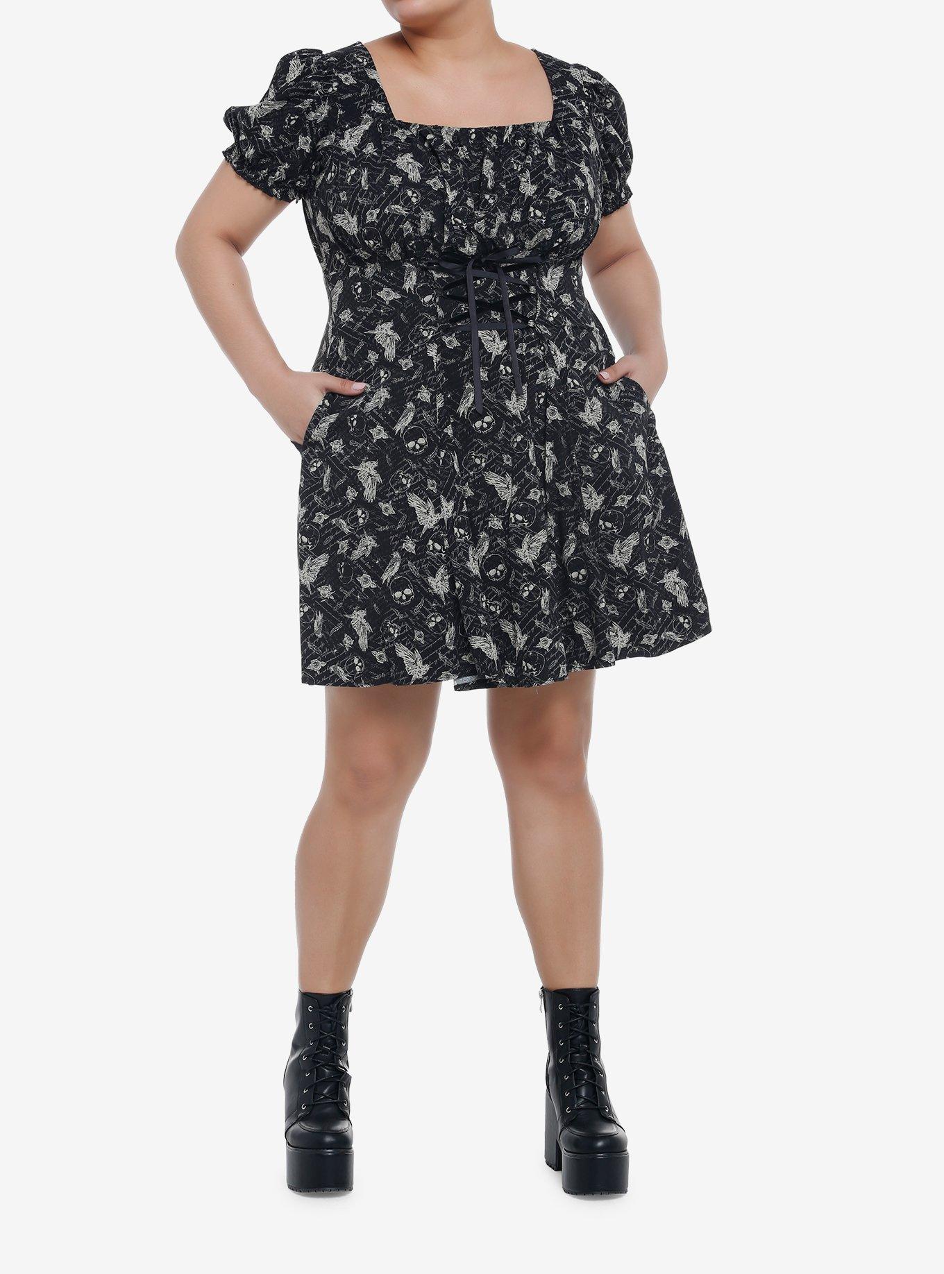 Ravens & Quills Babydoll Dress Plus Size, BLACK, alternate