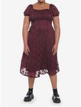Burgundy Floral Lace Midi Dress Plus Size, FIG, alternate
