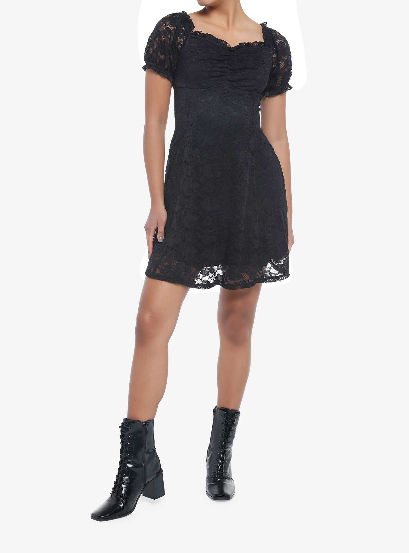 Black Lace Babydoll Dress, , hi-res