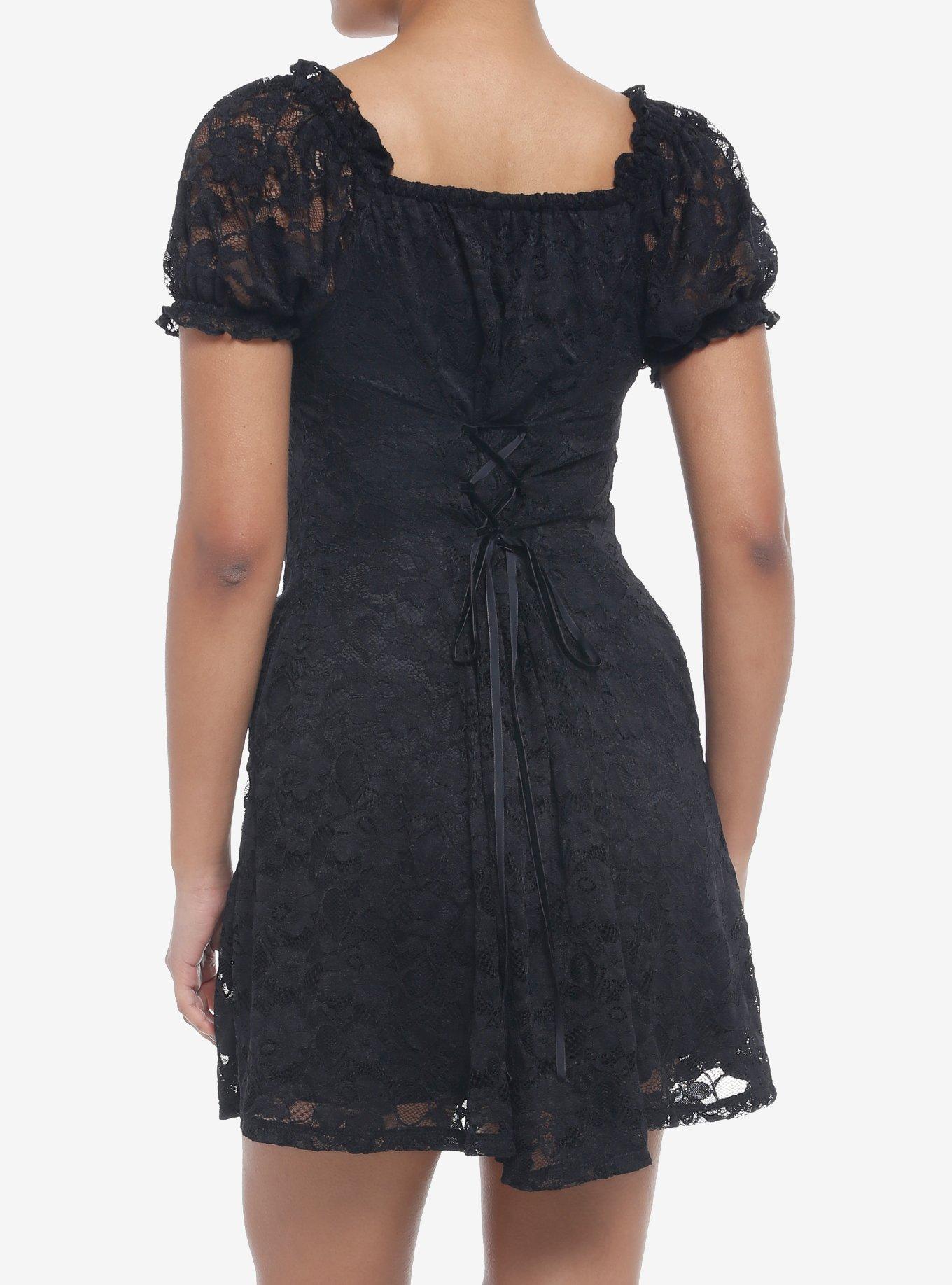 Black Lace Babydoll Dress, BLACK, alternate