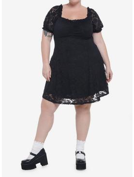 Black Lace Babydoll Dress Plus Size, , hi-res