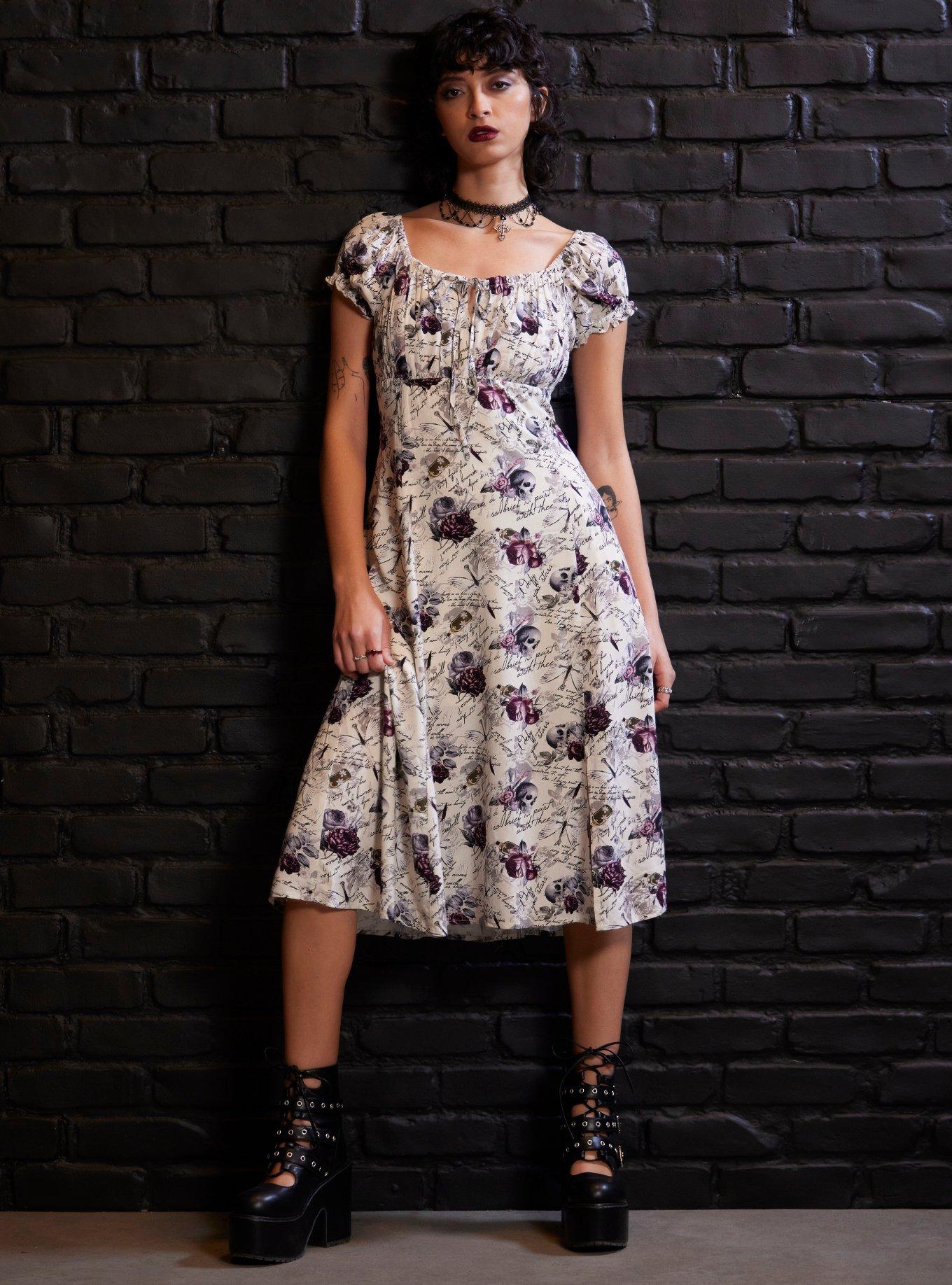 Dark Romance Ivory Empire Midi Dress, MULTI, alternate