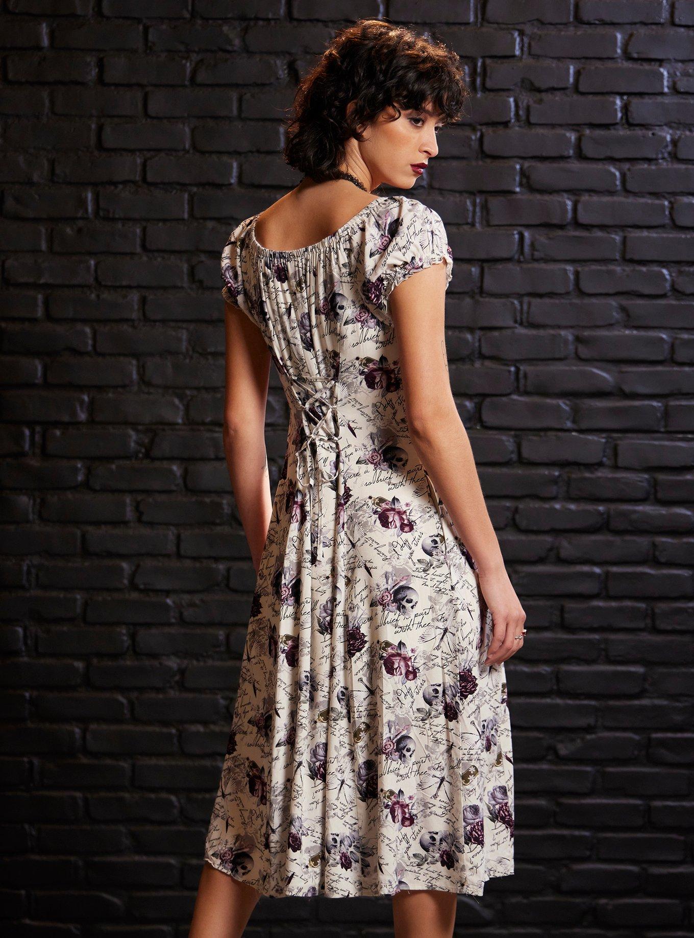 Dark Romance Ivory Empire Midi Dress, MULTI, alternate