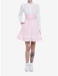 Pink Sakura Lace-Up High-Waisted Suspender Skirt, PINK, alternate