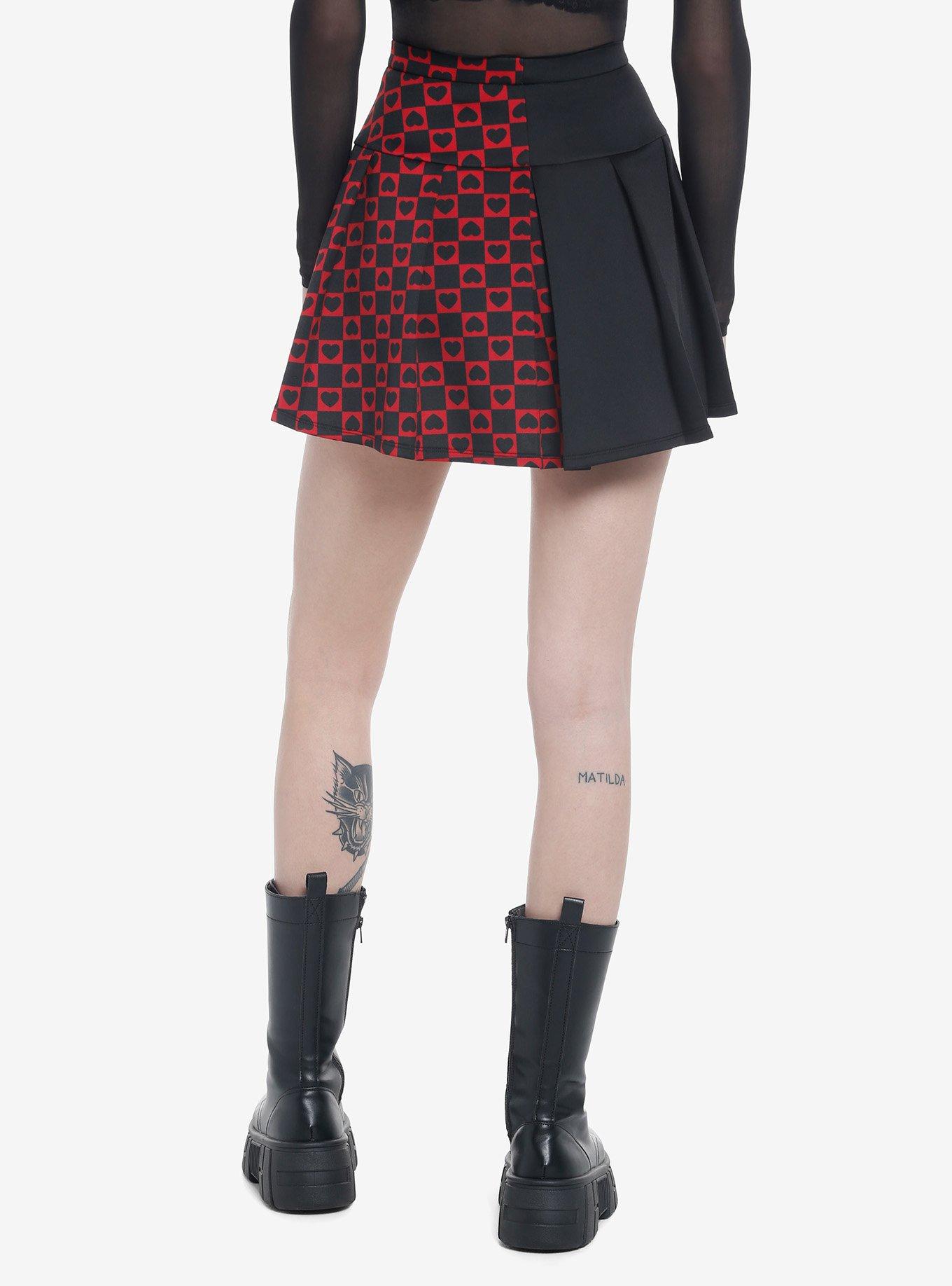 Red & Black Split Heart Checker Skirt, SPLIT CHECK, alternate