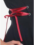 Black Front Zipper Lace-Up Dress, BLACK, alternate