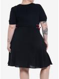 Black Front Zipper Lace-Up Dress Plus Size, BLACK, alternate