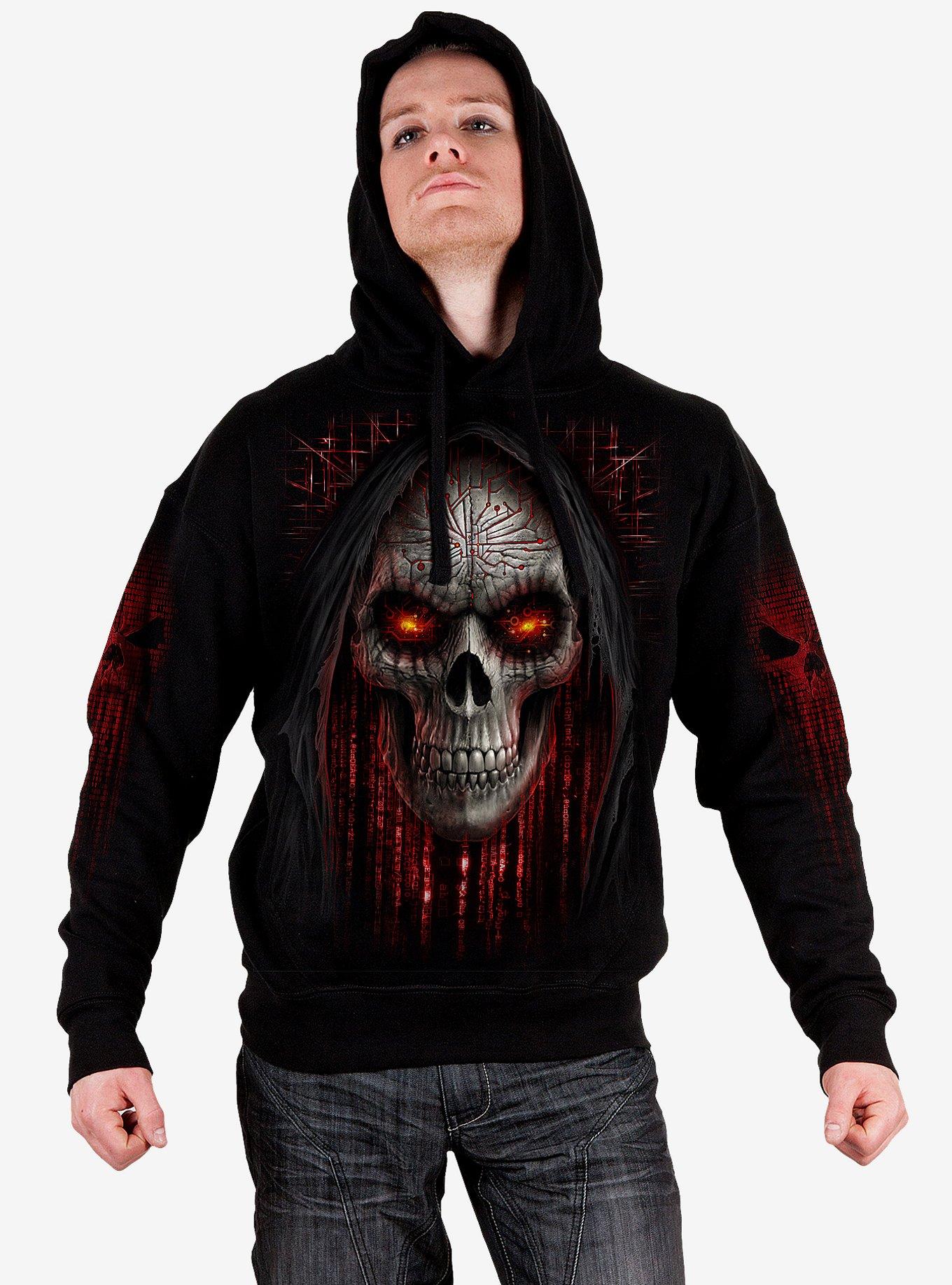 Cyber Death Black Hoodie, BLACK, alternate