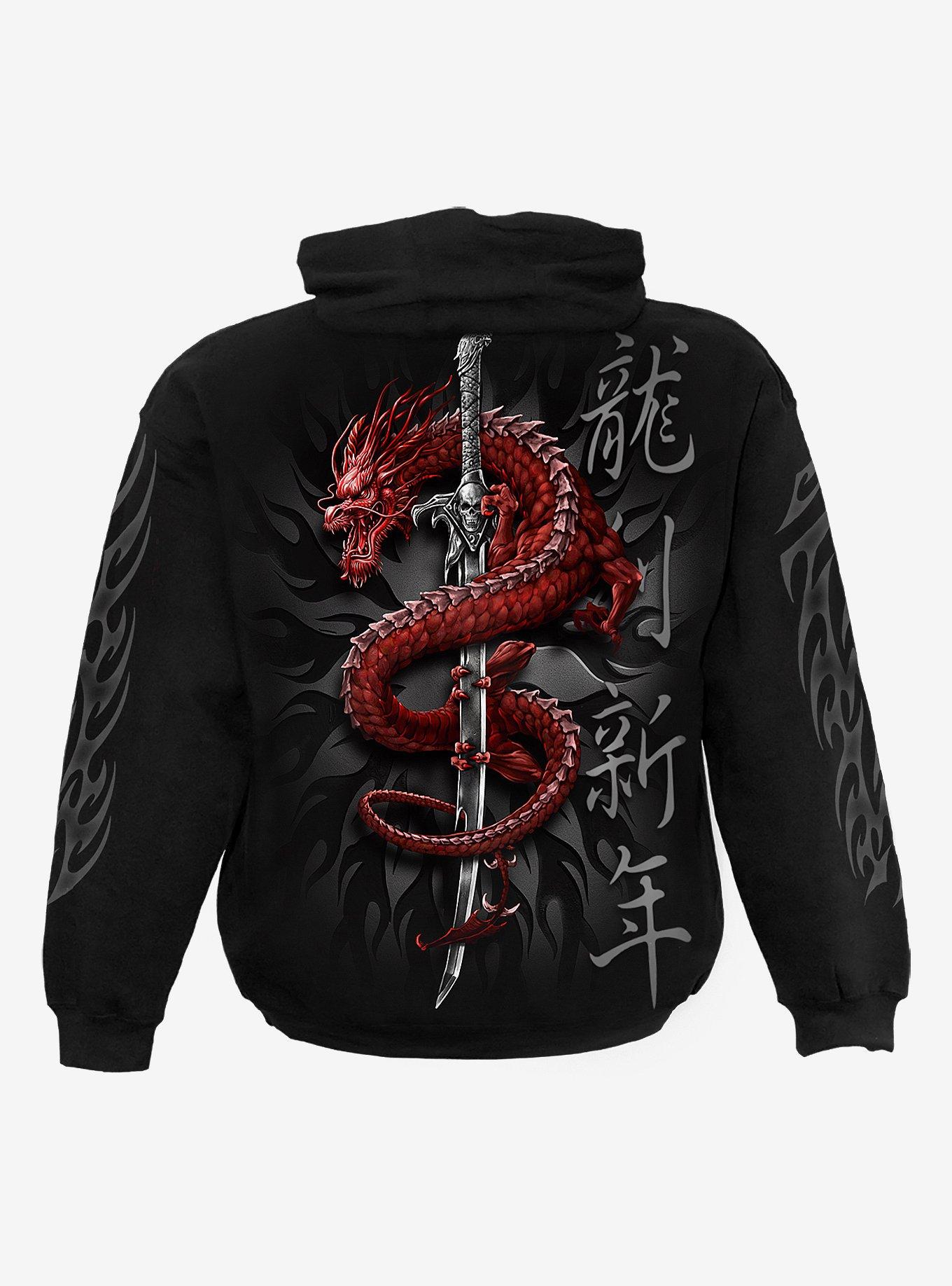 Mystical Dragon Black Hoodie, BLACK, alternate