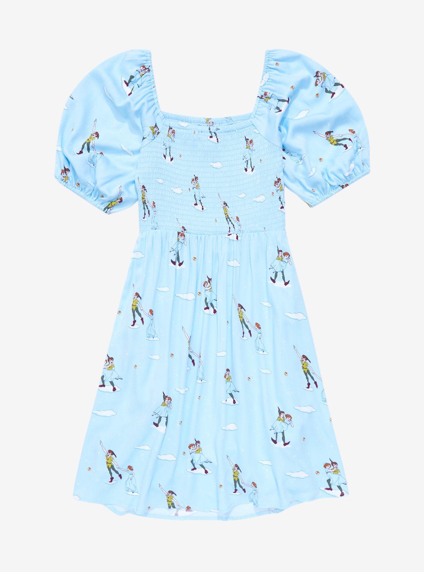 Disney Peter Pan Flying Allover Print Smock Dress - BoxLunch Exclusive, LIGHT BLUE, alternate