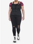 Skelanimals Plaid Corset Girls Top Plus Size, PINK, alternate
