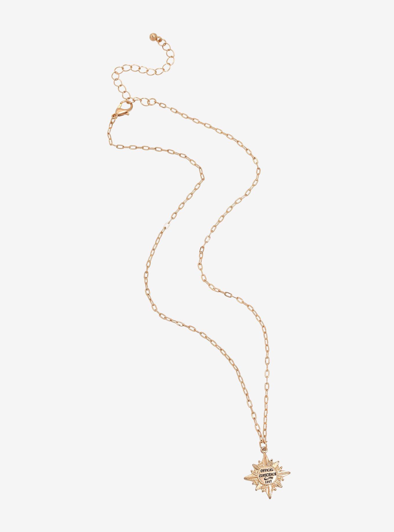 Disney Pinocchio Jiminy Cricket Badge Pendent Necklace - BoxLunch Exclusive, , alternate