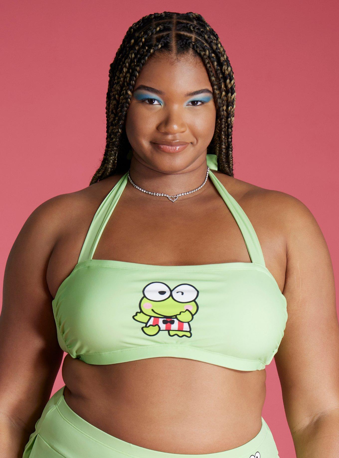 Keroppi Halter Swim Top Plus Size, MULTI COLOR, alternate