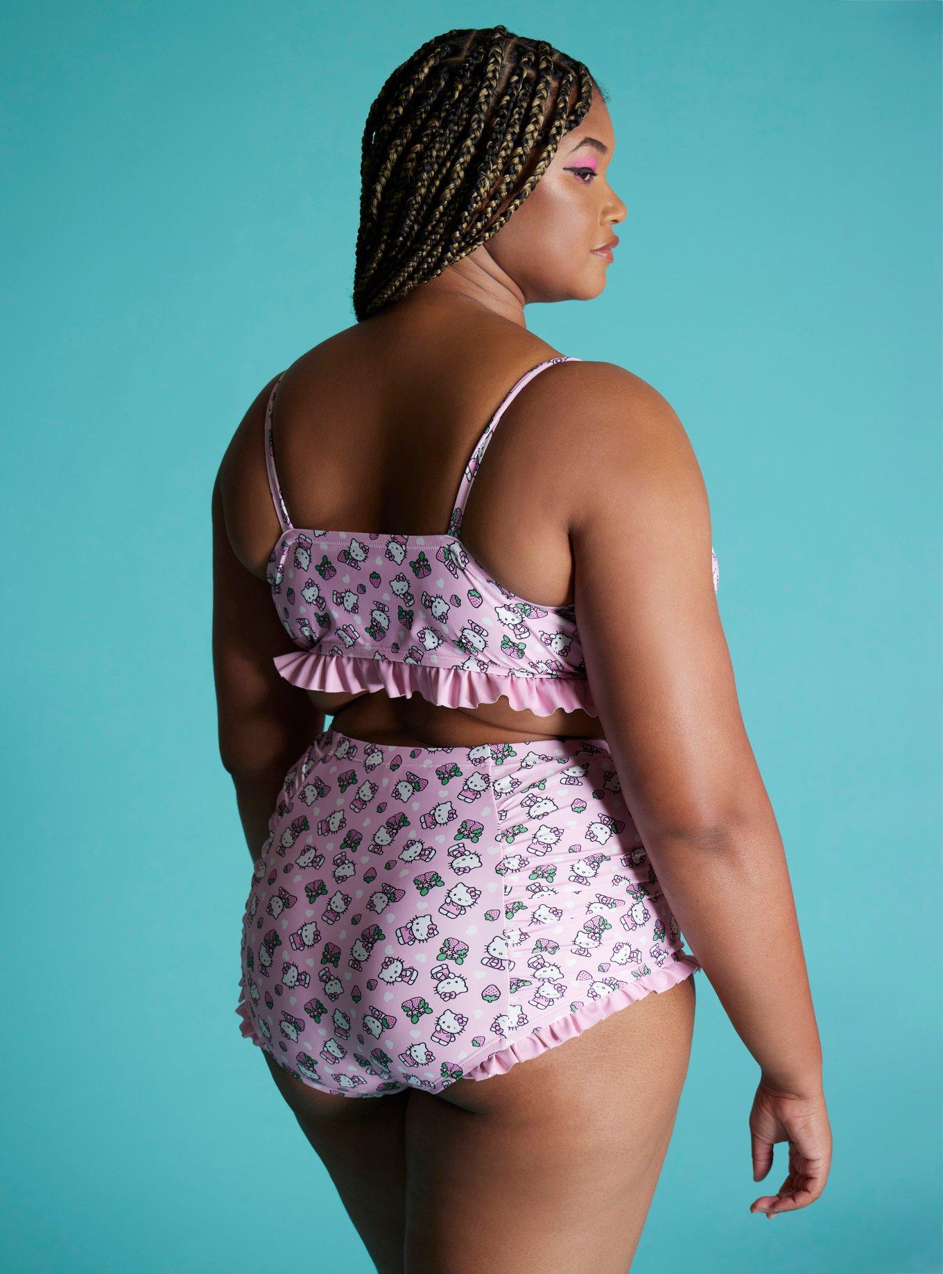 Hello Kitty Strawberry Ruffle Swim Top Plus Size, MULTI COLOR, alternate
