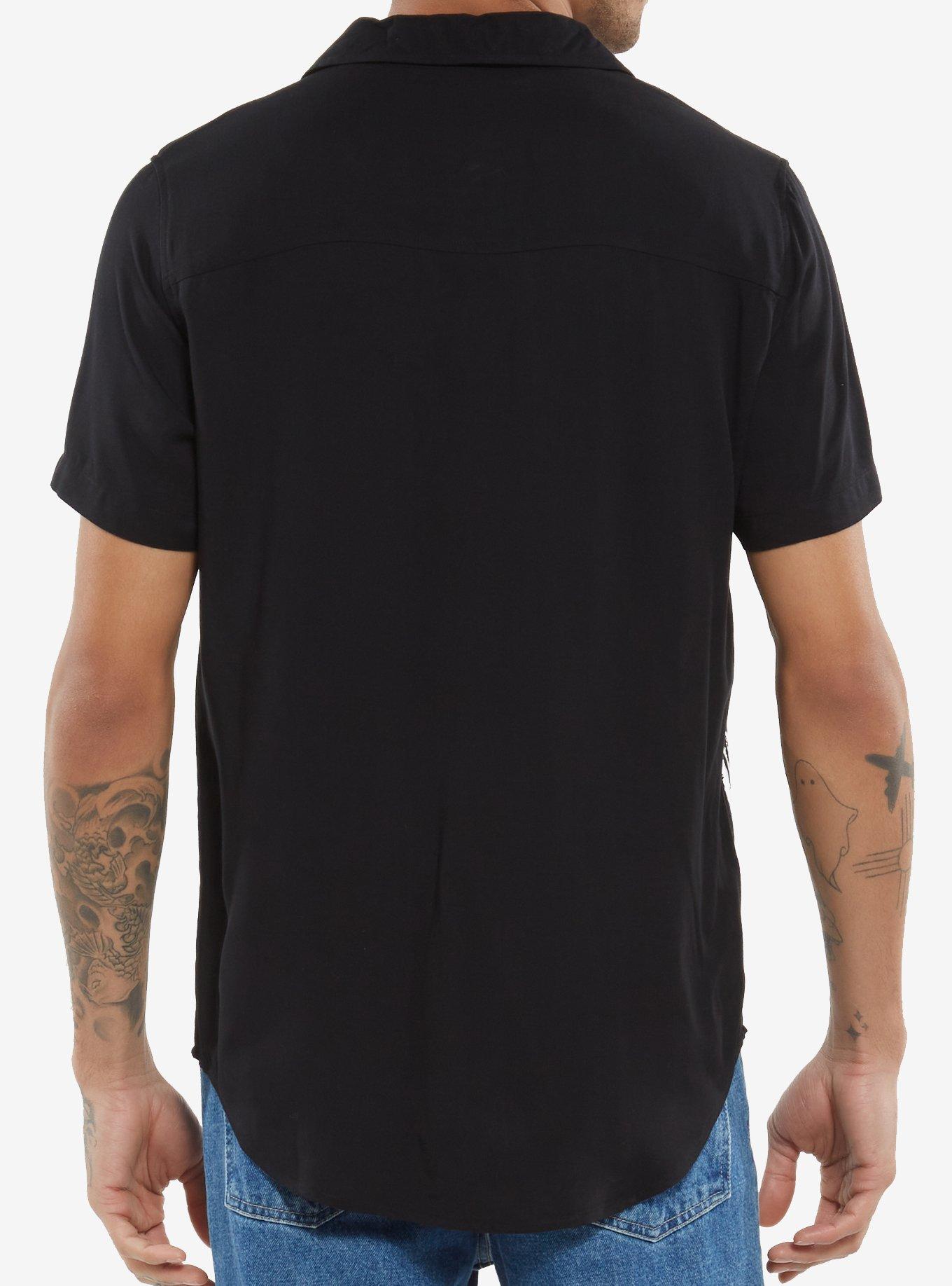 Jumbo Print Scream Woven Button-Up, BLACK, alternate
