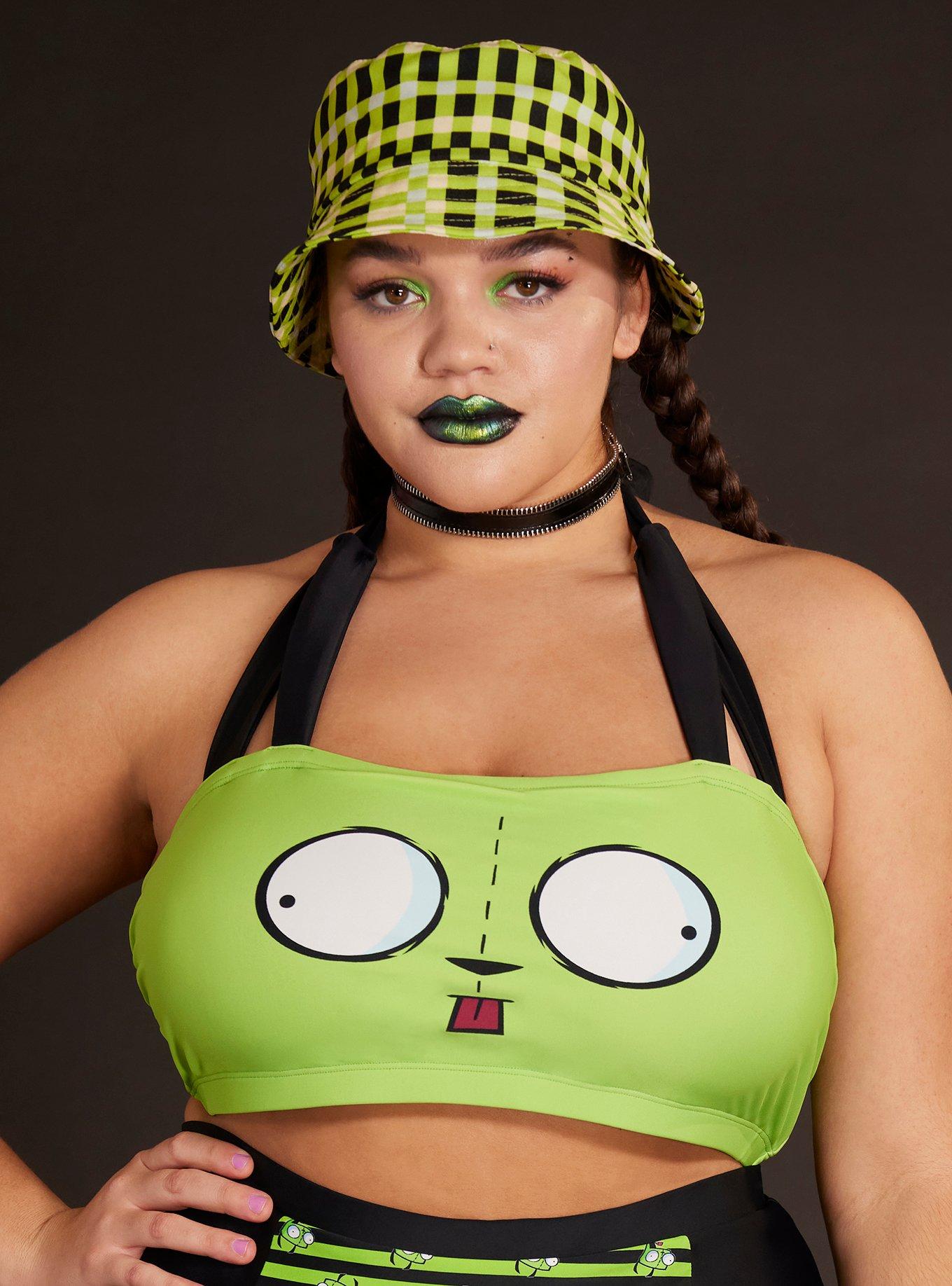 Invader Zim GIR Halter Swim Top Plus Size, MULTI COLOR, alternate