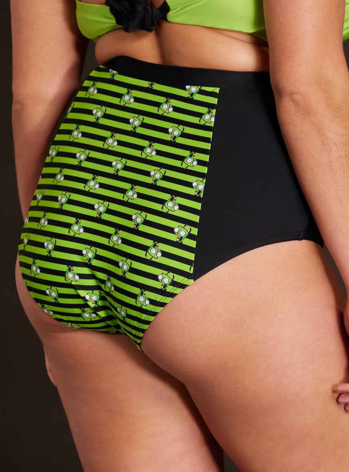 Invader Zim GIR Stripe Swim Bottoms Plus Size, MULTI COLOR, alternate