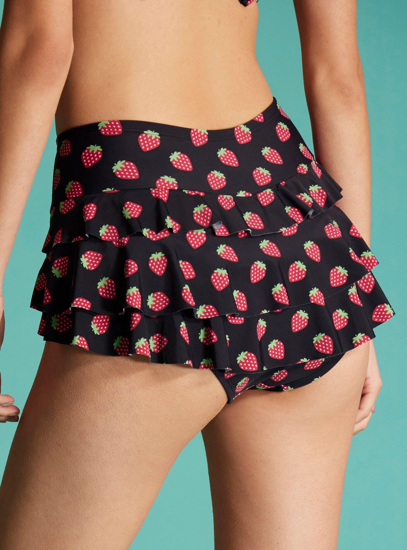 Strawberry High-Waisted Swim Bottoms, MULTI COLOR, alternate