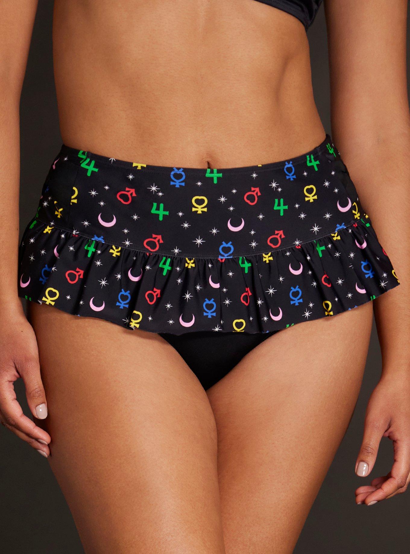 Sailor Moon Luna Symbols Skirted Swim Bottoms, , hi-res