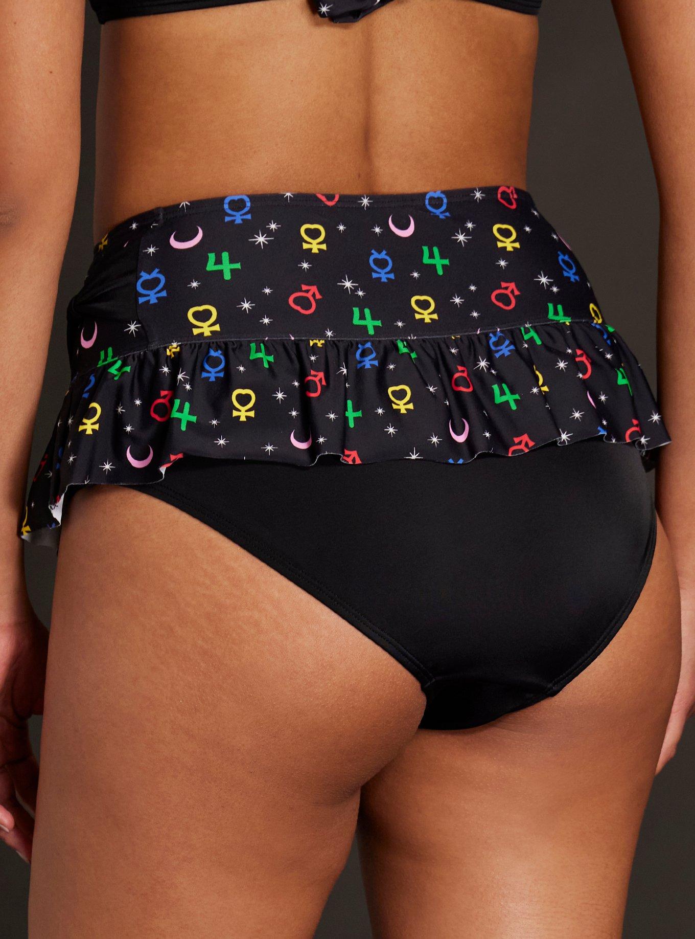 Sailor Moon Luna Symbols Skirted Swim Bottoms, MULTI COLOR, alternate
