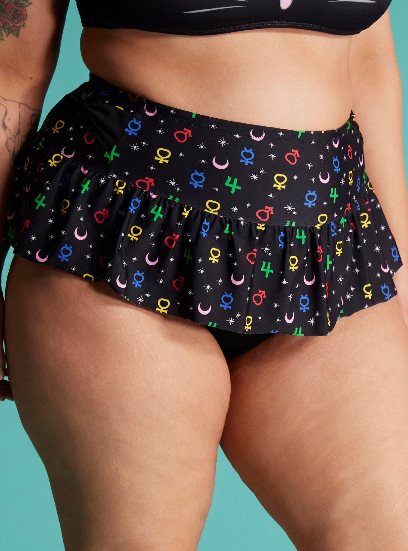 Sailor Moon Luna Symbols Skirted Swim Bottoms Plus Size, , hi-res