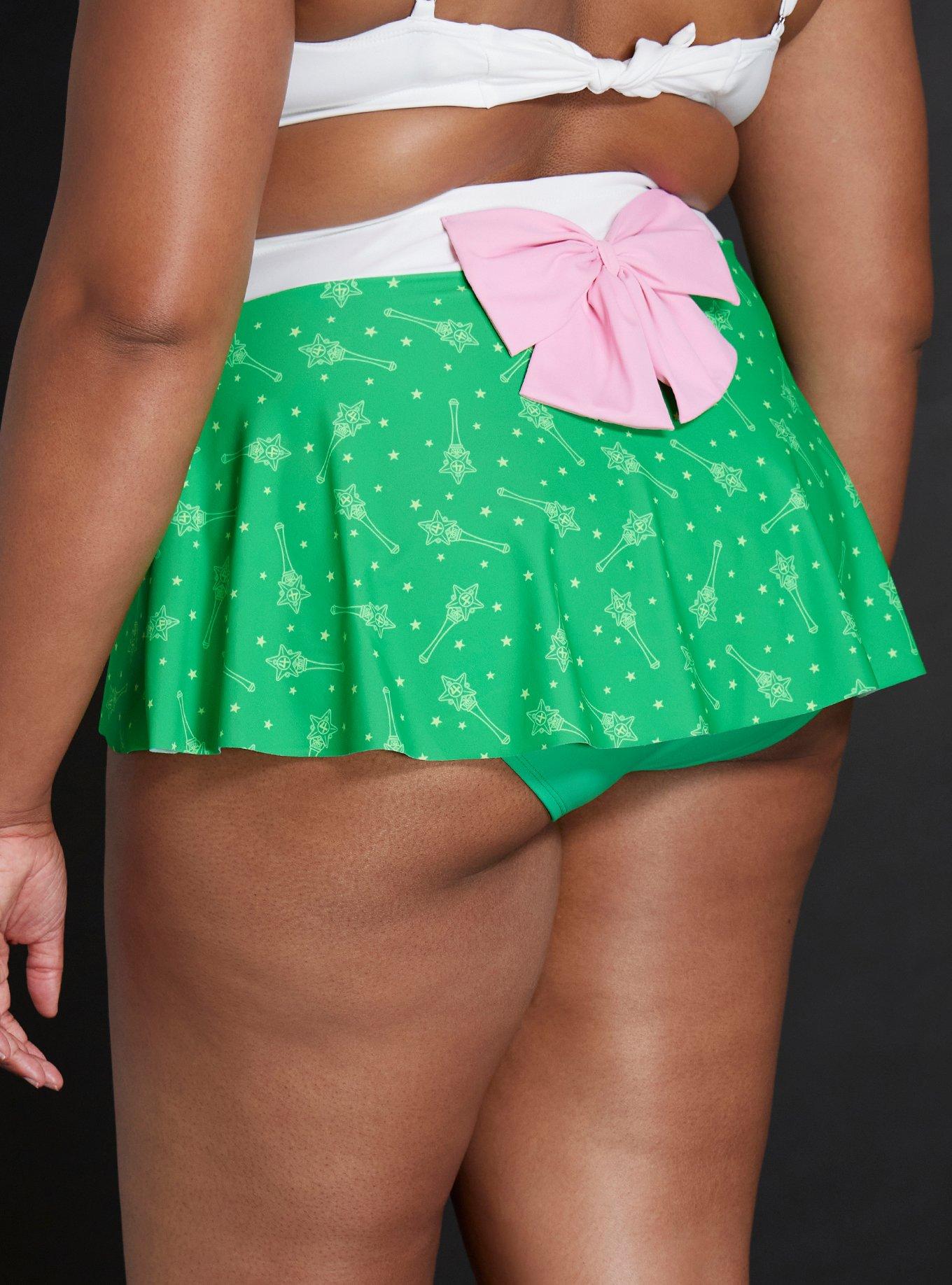 Sailor Moon Sailor Jupiter Cosplay Skirted Swim Bottoms Plus Size, MULTI COLOR, alternate