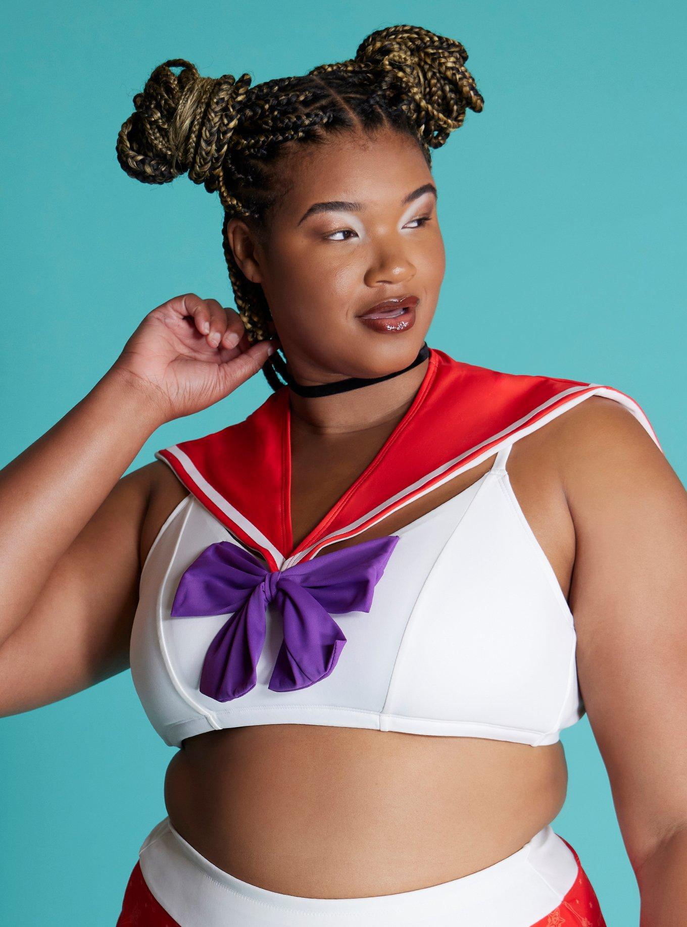Sailor Moon Sailor Mars Cosplay Swim Top Plus Size, MULTI COLOR, alternate