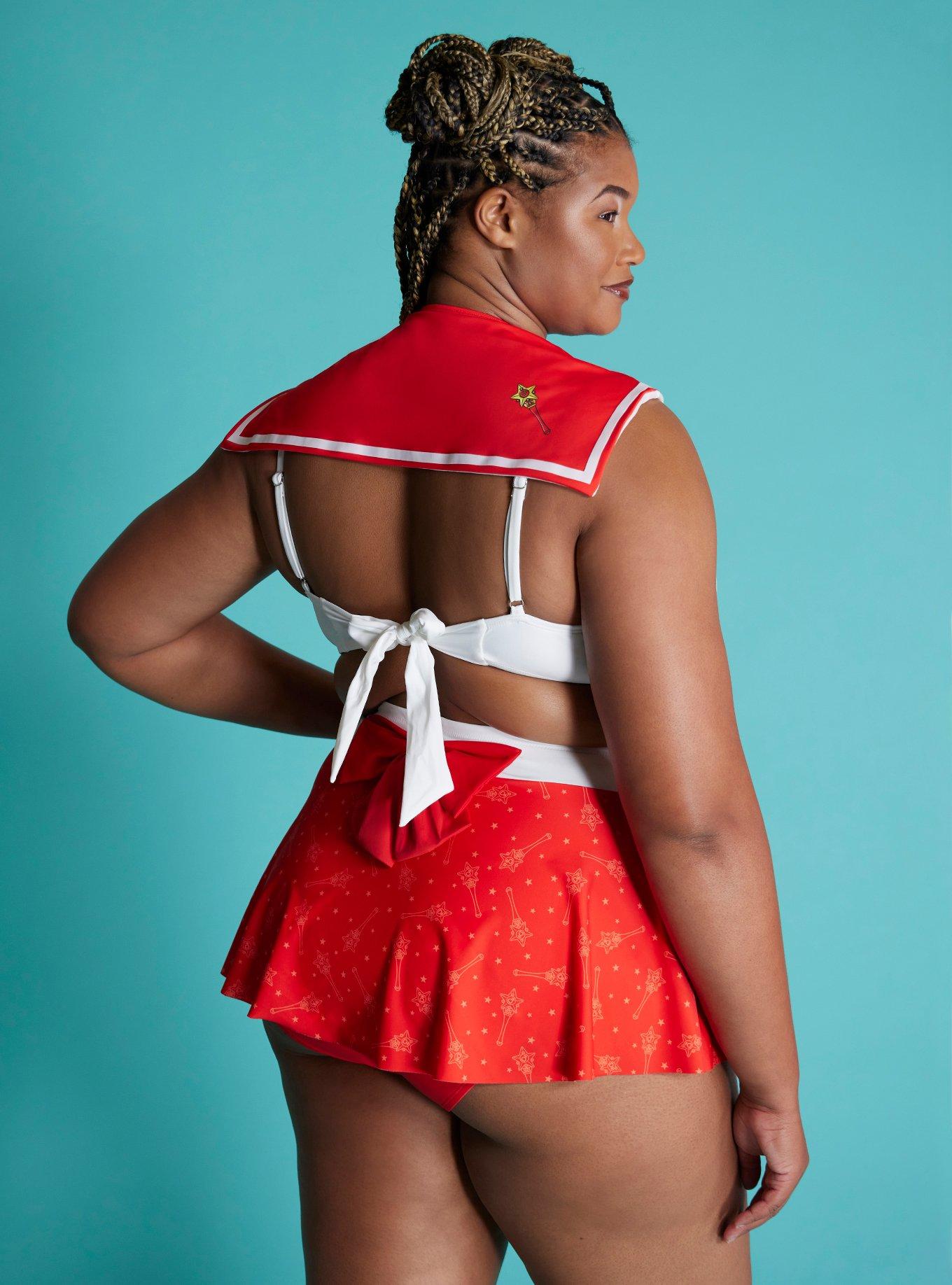 Sailor Moon Sailor Mars Cosplay Swim Top Plus Size, MULTI COLOR, alternate