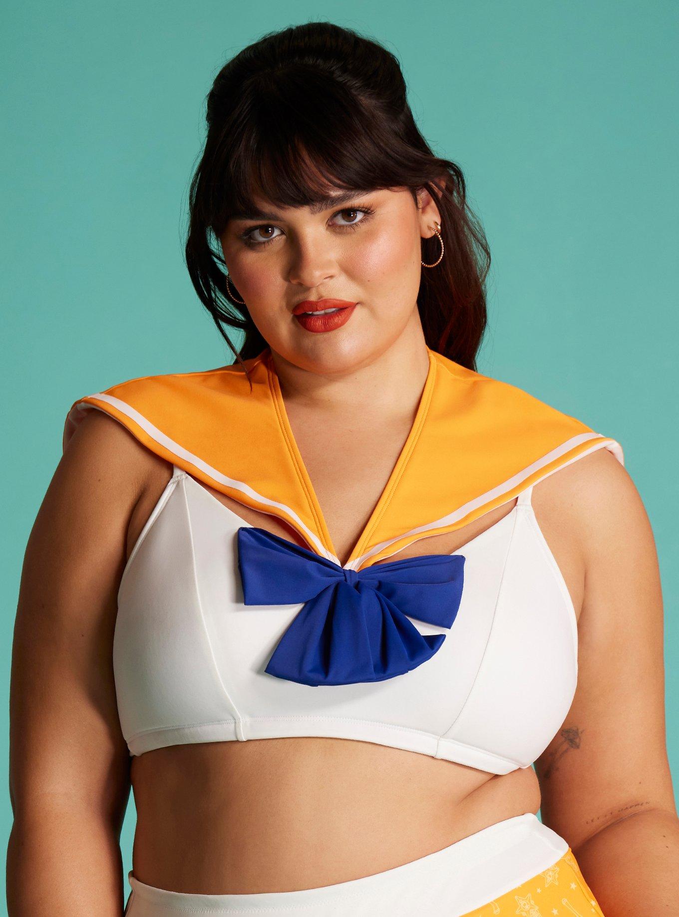 Sailor Moon Sailor Venus Cosplay Swim Top Plus Size, MULTI COLOR, alternate