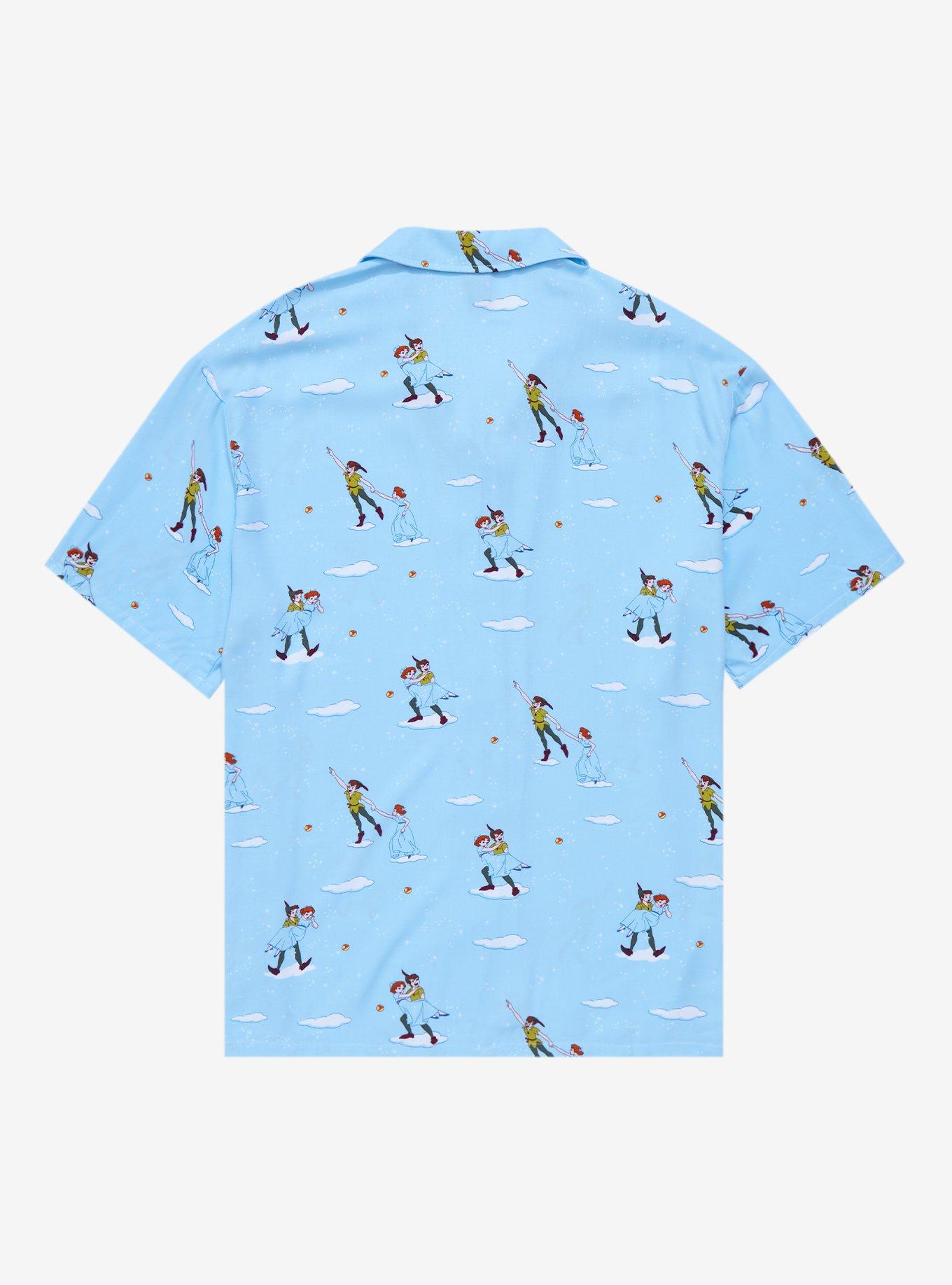 Disney Peter Pan Flying Allover Print Woven Button-Up - BoxLunch Exclusive, LIGHT BLUE, alternate