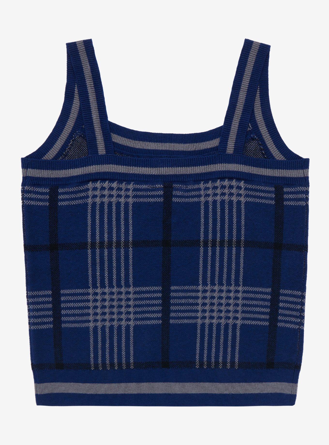 Harry Potter Ravenclaw Plaid Knit Tank Top - BoxLunch Exclusive, BLUE, alternate