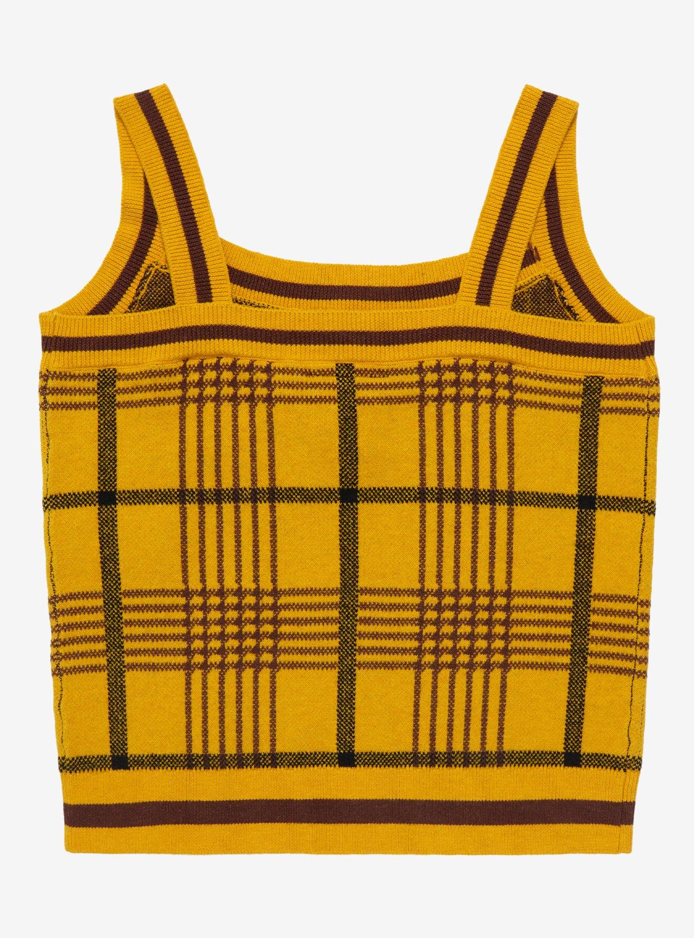 Harry Potter Hufflepuff Plaid Knit Tank Top - BoxLunch Exclusive, MUSTARD, alternate