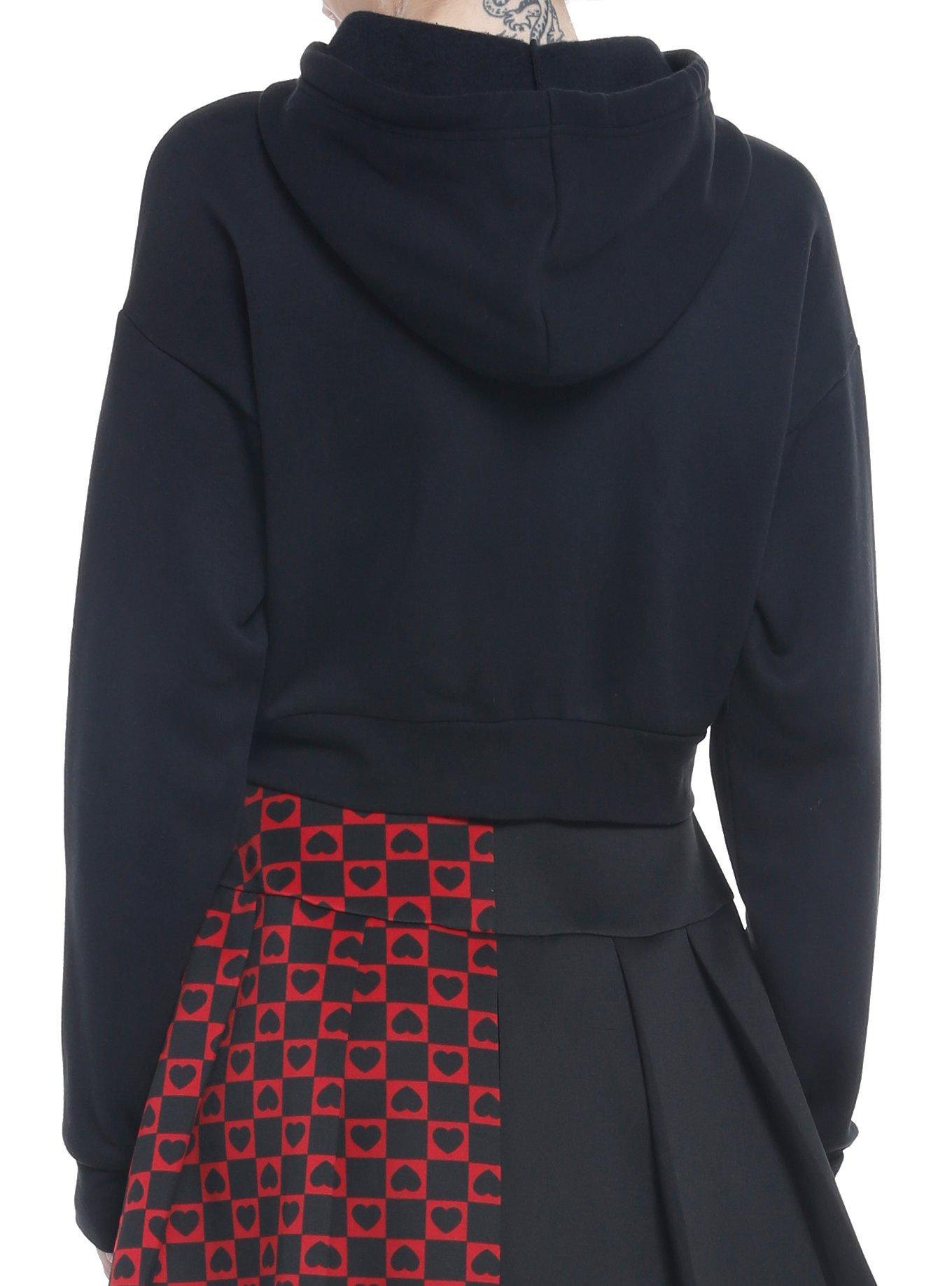 Skulls In Love Girls Crop Hoodie, BLACK, alternate