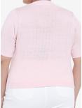 Pink Argyle Girls Crop Cardigan Plus Size, PINK, alternate