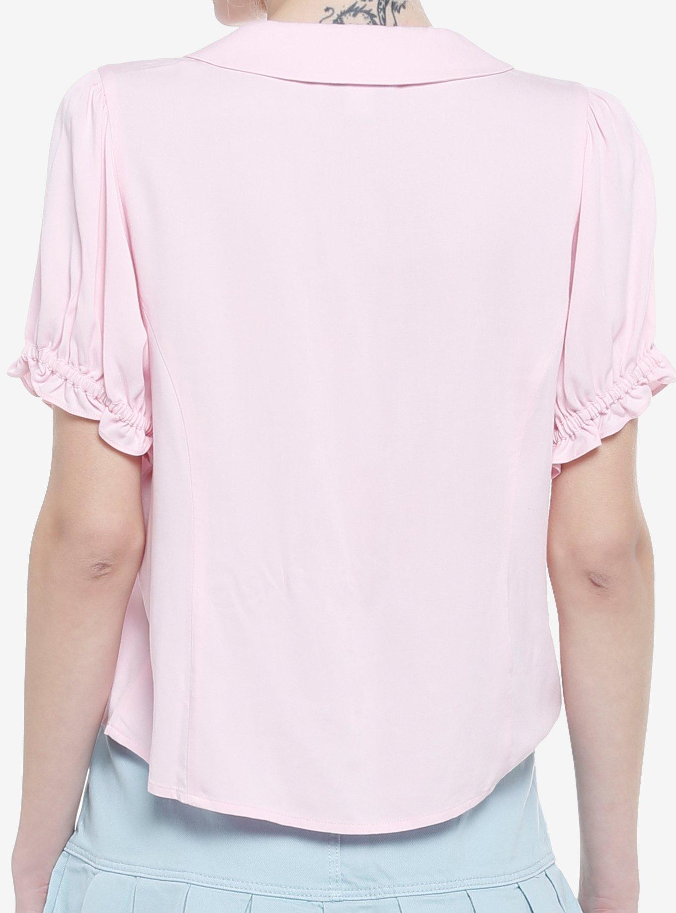 Pink Sakura Peter Pan Collar Girls Woven Button-Up, PINK, alternate