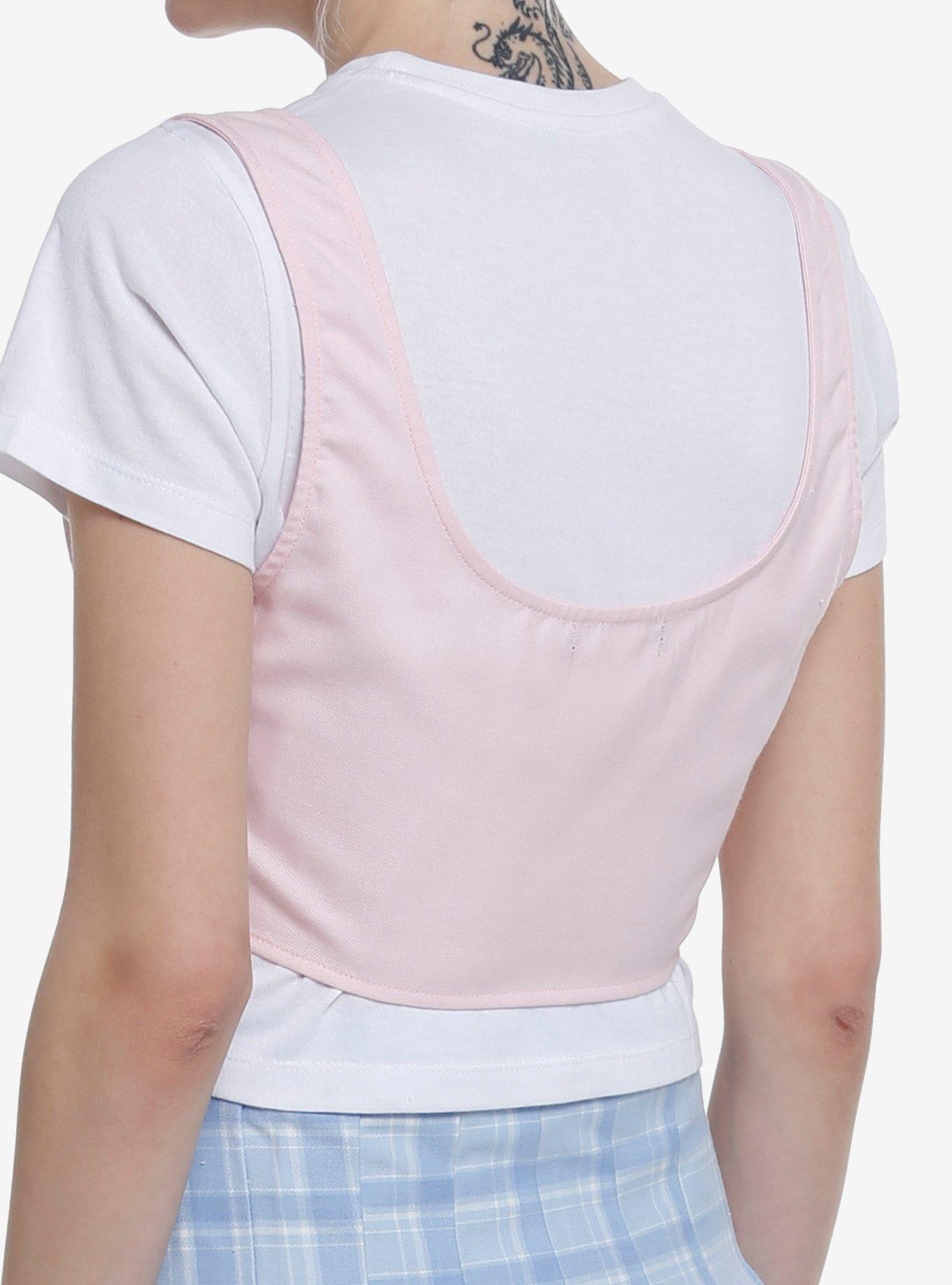 Sweet Society Pink Underbust Girls Corset Top, PINK, alternate