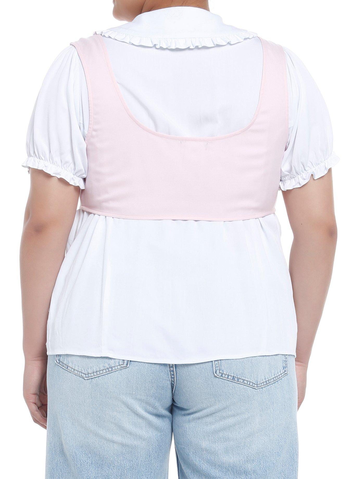 Pink Underbust Girls Corset Top Plus Size, PINK, alternate