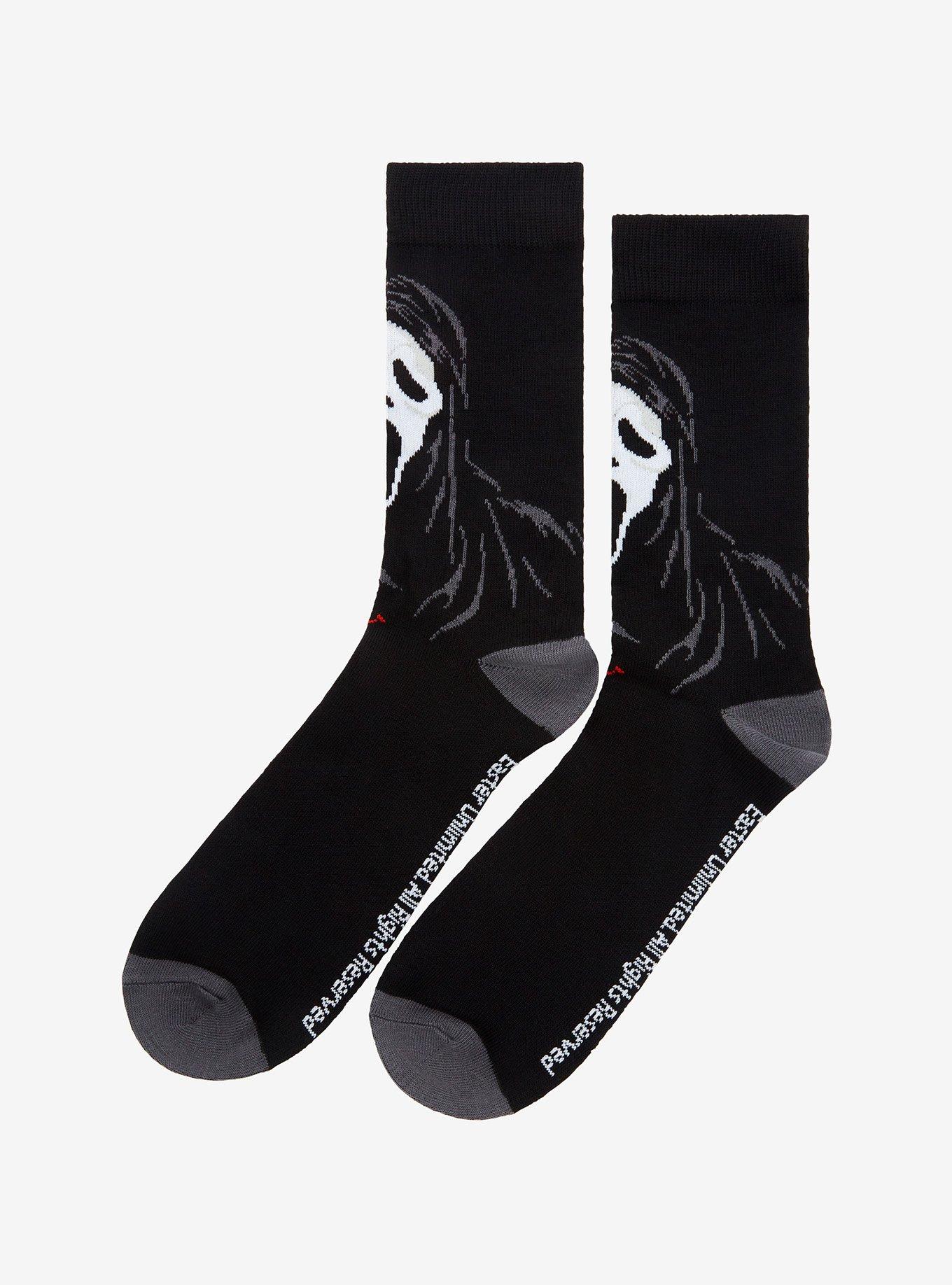 Scream Ghost Face Knife Crew Socks, , alternate