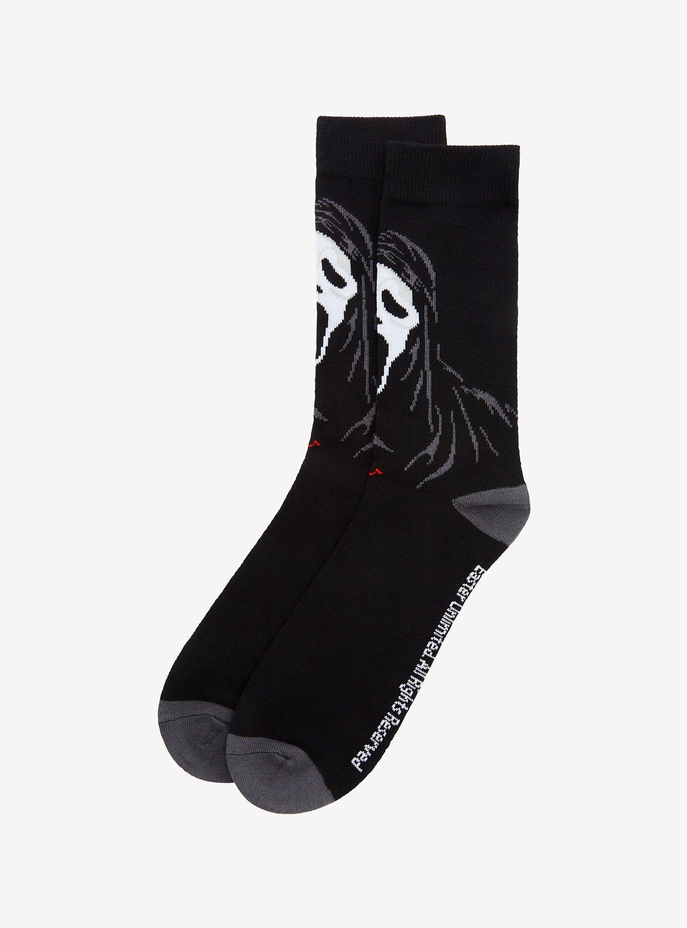 Scream Ghost Face Knife Crew Socks, , alternate