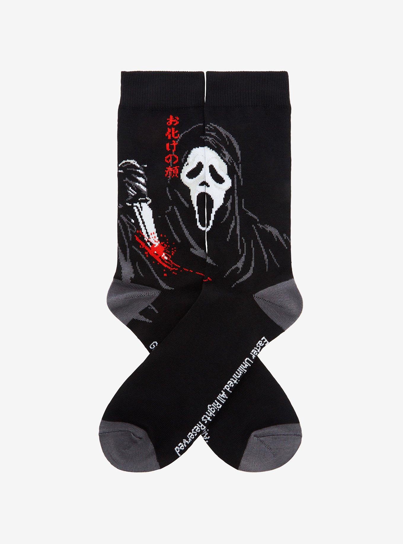 Scream Ghost Face Knife Crew Socks, , alternate