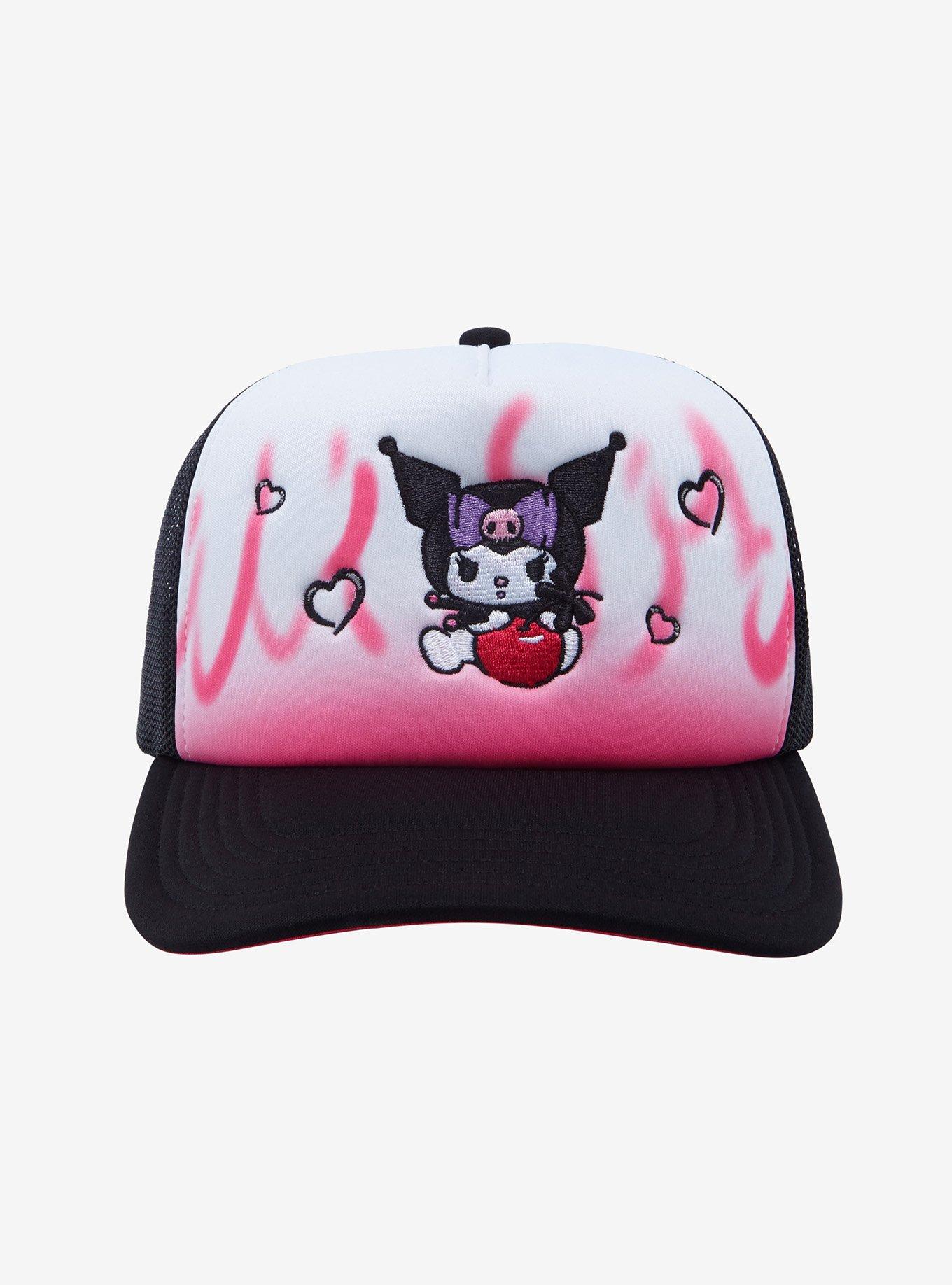 Kuromi Pink Flames Trucker Hat, , hi-res