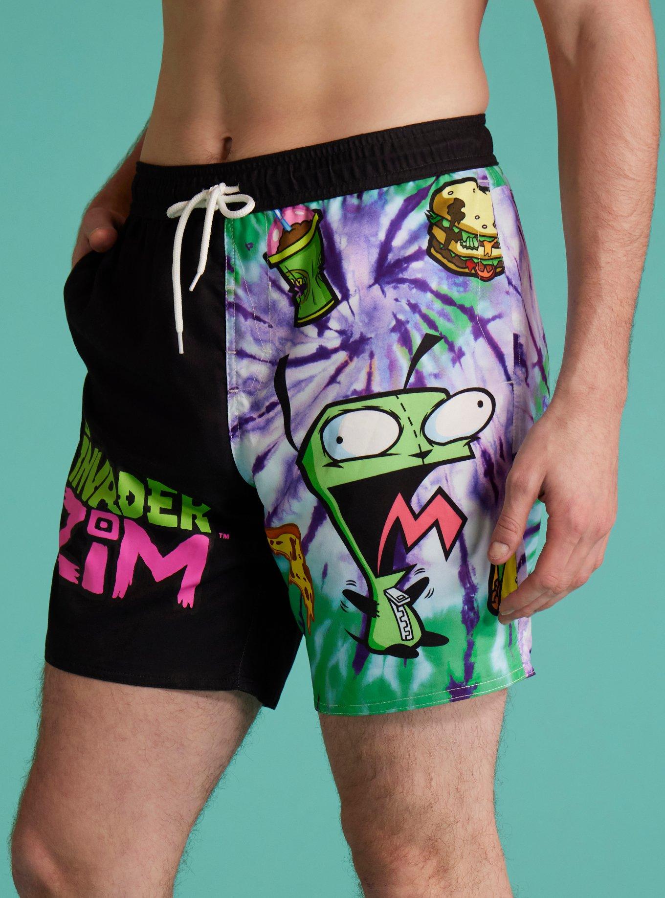 Invader Zim GIR Tie-Dye Split Swim Trunks, MULTI, alternate